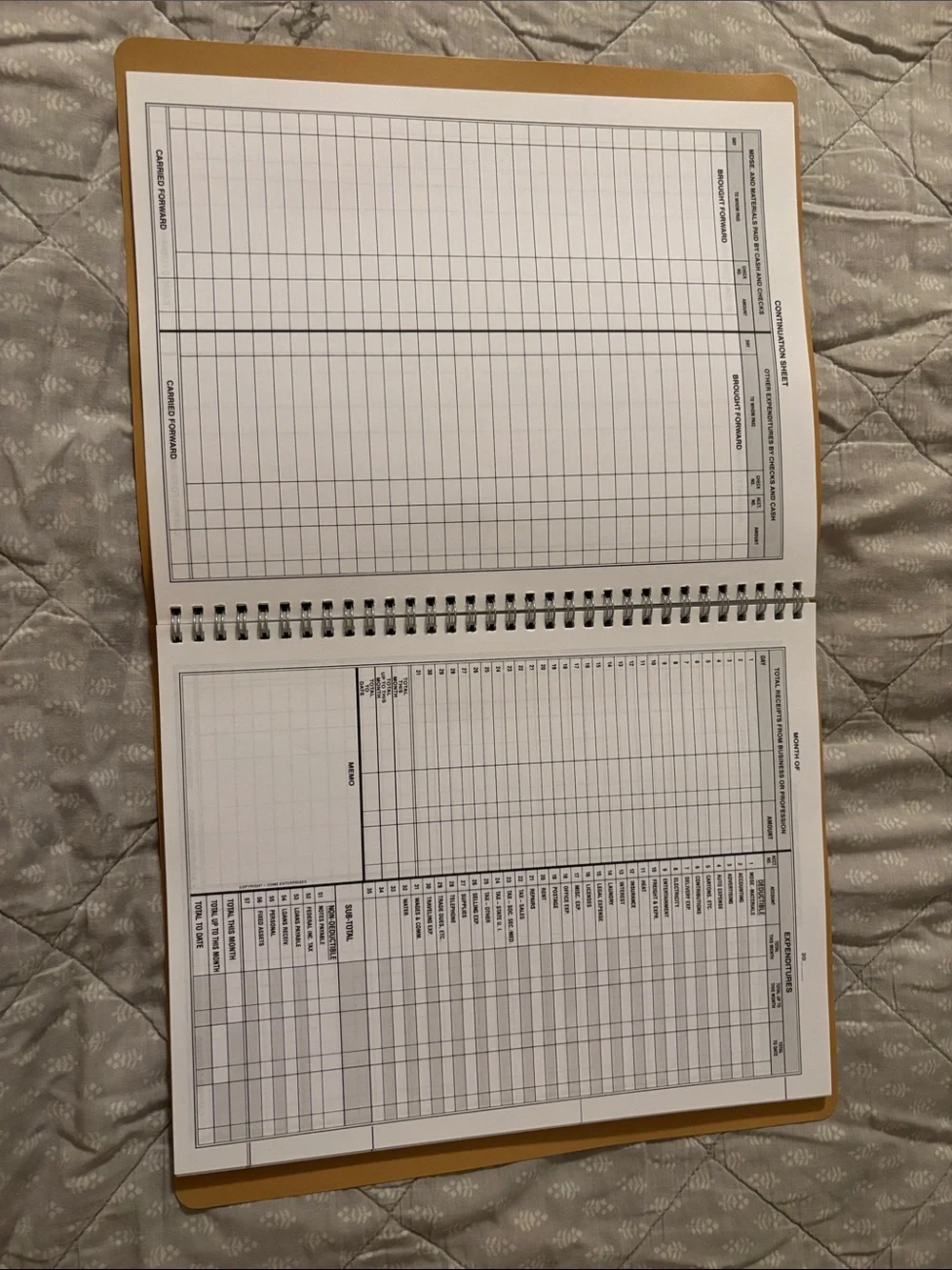 Simplified Monthly Bookkeeping Record - Mustard Yellow